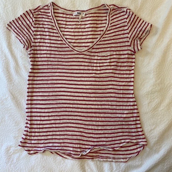 Paige Linen Striped T-Shirt - Picture 1 of 3